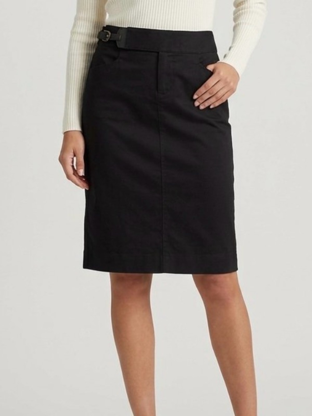 Lauren Ralph Lauren Buckle-Trim Ponte Pencil Midi Skirt Black, 2P